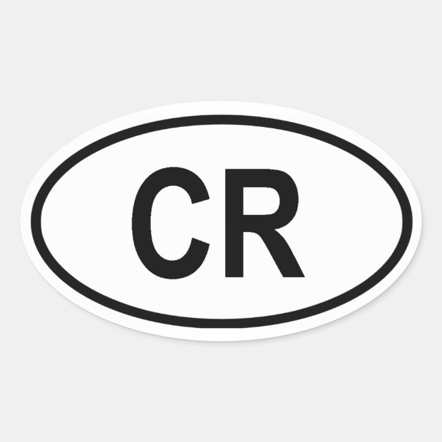 Costa Rica "CR" Oval Sticker (Front)