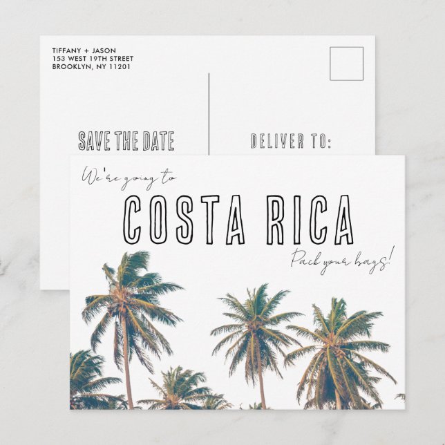 Costa Rica Destination Beach Wedding Save the Date Postcard (Front/Back)