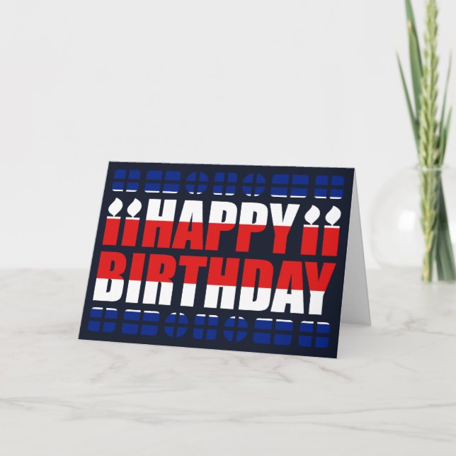 Costa Rica Flag Birthday Card (Front)