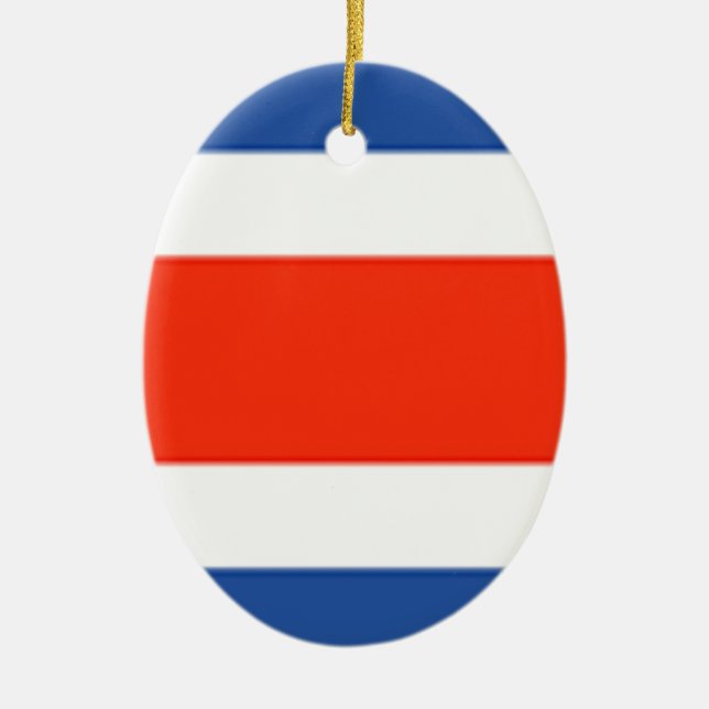 Costa Rica Flag Ceramic Tree Decoration (Front)