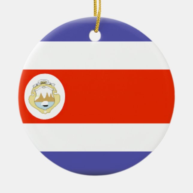 Costa Rica Flag Ceramic Tree Decoration (Front)