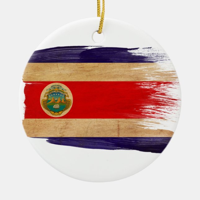 Costa Rica Flag Ceramic Tree Decoration (Front)
