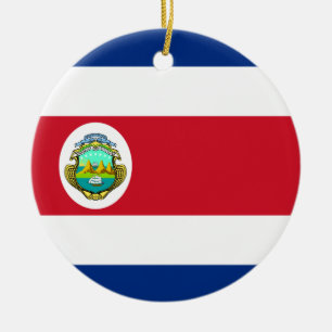 Costa Rica Flag Ceramic Tree Decoration