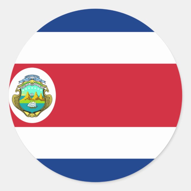 Costa Rica Flag CR Classic Round Sticker (Front)