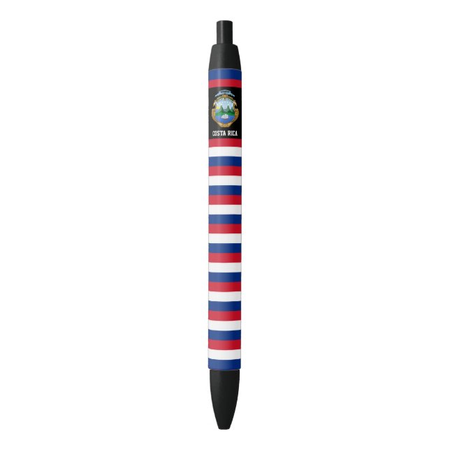 Costa Rica Flag Cute Patriotic Black Ink Pen (Front Vertical)