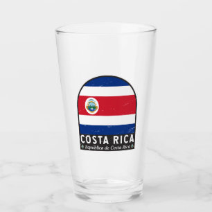 Costa Rica Flag Emblem Distressed Vintage Glass