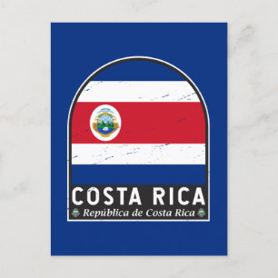 Costa Rica Flag Emblem Distressed Vintage Postcard