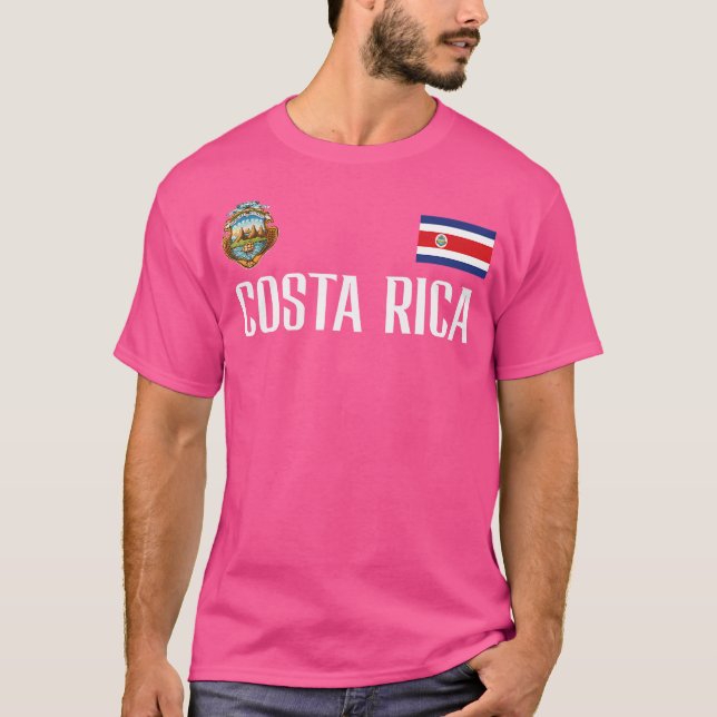 Costa Rica Flag Football Soccer Fan T-Shirt (Front)