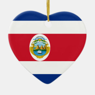 Costa Rica Flag Heart Ceramic Tree Decoration