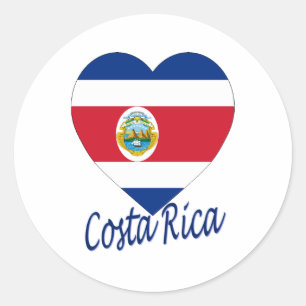 Costa Rica Flag Heart Classic Round Sticker