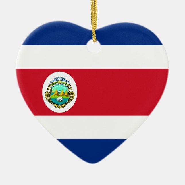 Costa Rica Flag Heart Ornament (Front)