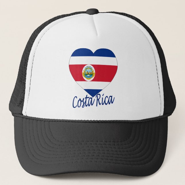 Costa Rica Flag Heart Trucker Hat (Front)