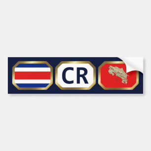 Costa Rica Flag Map Code Bumper Sticker