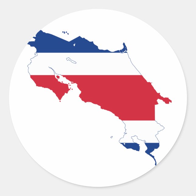 Costa Rica Flag map CR Classic Round Sticker (Front)
