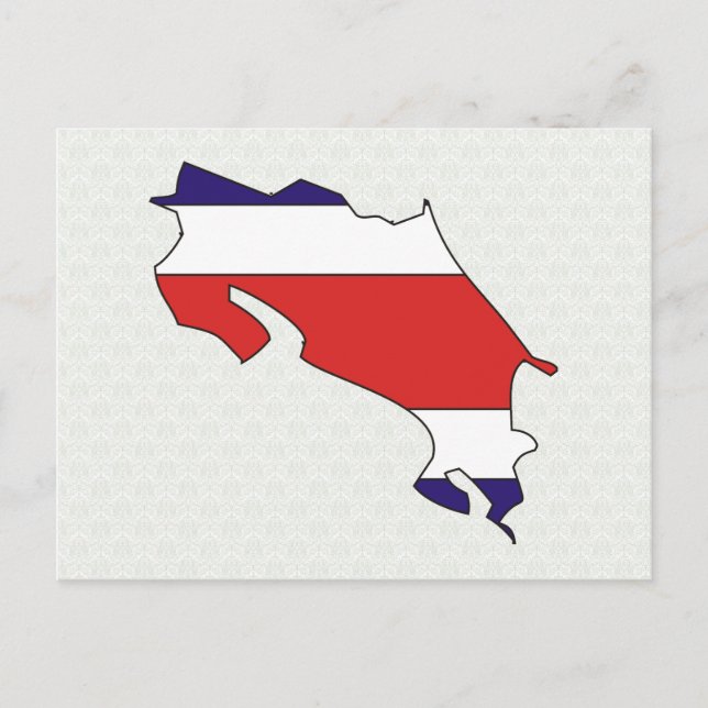 Costa Rica Flag Map full size Postcard (Front)