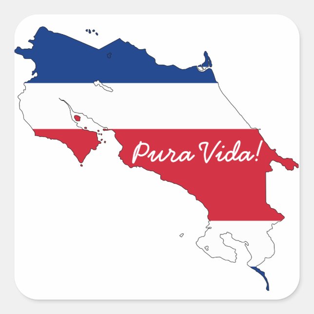 Costa Rica flag map Square Sticker (Front)