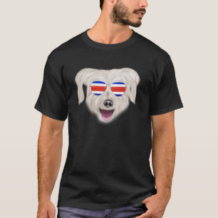 Costa Rica Flag Pyrenean Shepherd Dog Tico Pocket T-Shirt