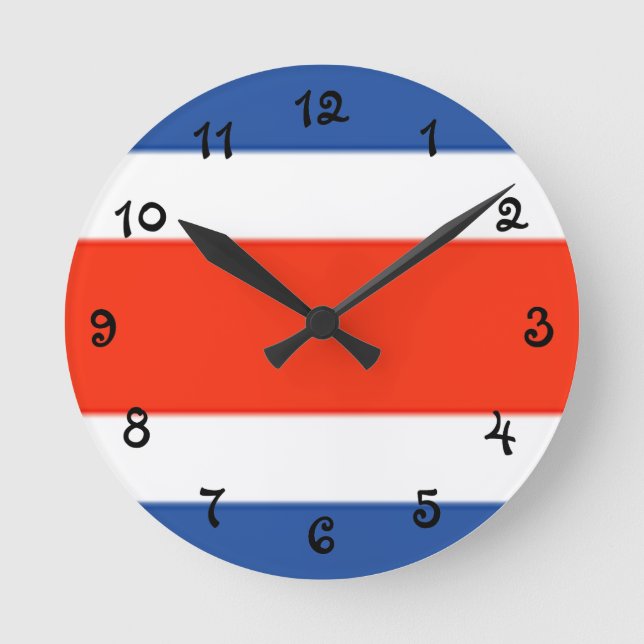 Costa Rica Flag Round Clock (Front)