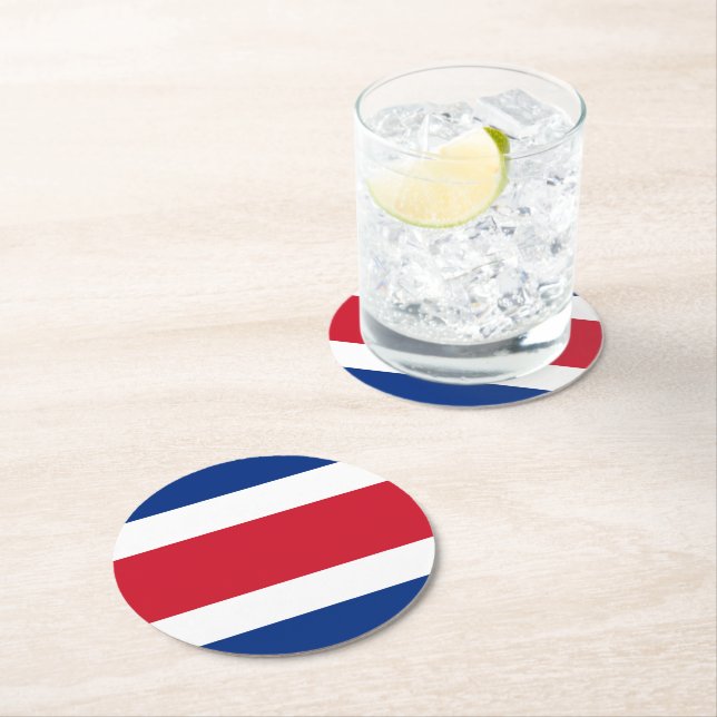 Costa Rica flag Round Paper Coaster (Insitu)