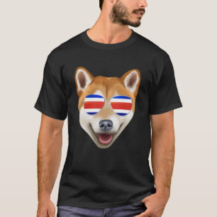 Costa Rica Flag Shiba Inu Dog Tico Pocket T-Shirt