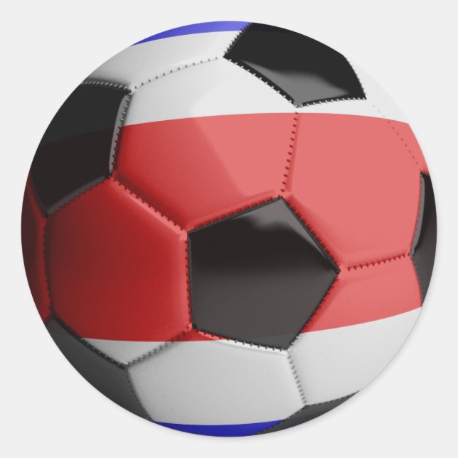 Costa Rica Flag Soccer Ball Classic Round Sticker (Front)