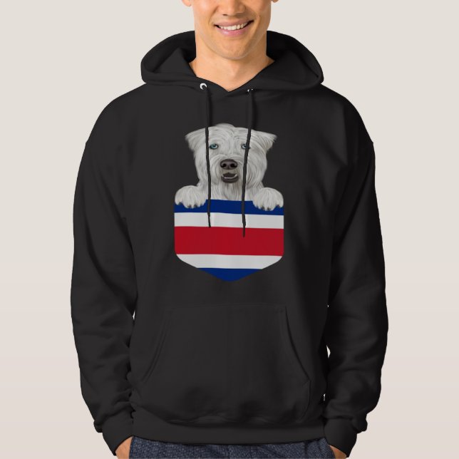 Costa Rica Flag Soft Coated Wheaten Terrier Dog In Hoodie (Front)