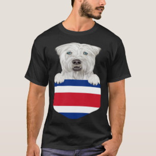 Costa Rica Flag Soft Coated Wheaten Terrier Dog In T-Shirt