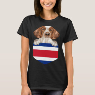 Costa Rica Flag Welsh Springer Spaniel Dog In Pock T-Shirt