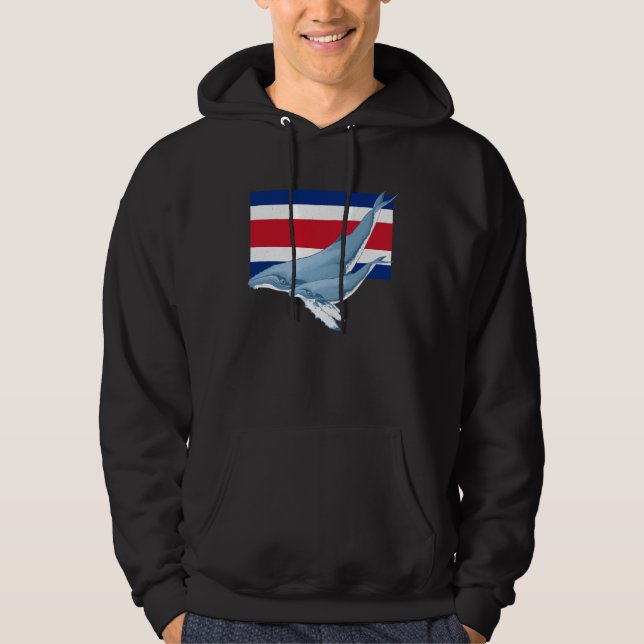Costa Rica Flag with Humpback Whales Hoodie (Front)