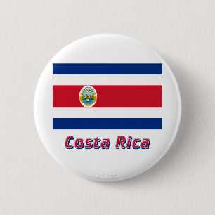 Costa Rica Flag with Name 6 Cm Round Badge