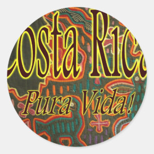 Costa Rica Folk Art Pura Vida Classic Round Sticker