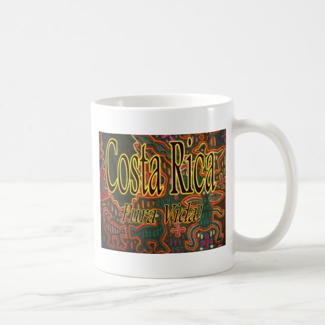 Costa Rica Folk Art Pura Vida Coffee Mug (Right)