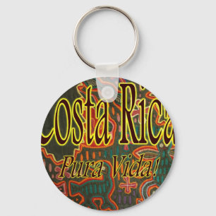 Costa Rica Folk Art Pura Vida Key Ring