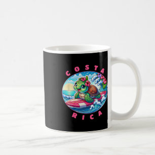 Costa Rica Girls Cute Surfing Sea Turtle Coffee Mug