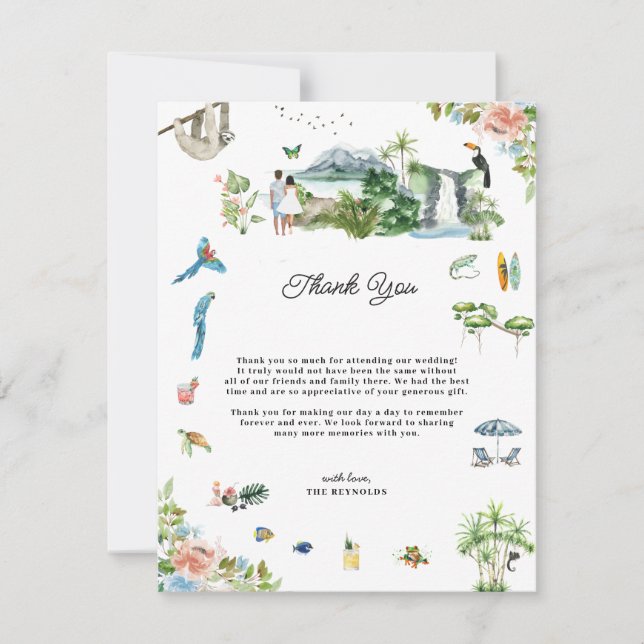 Costa Rica | Illustrated Wedding Thank You (Front)