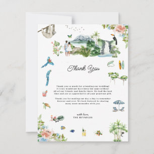 Costa Rica   Illustrated Wedding Thank You Card