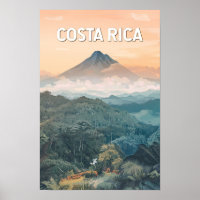 Costa Rica Illustration Travel Art Vintage
