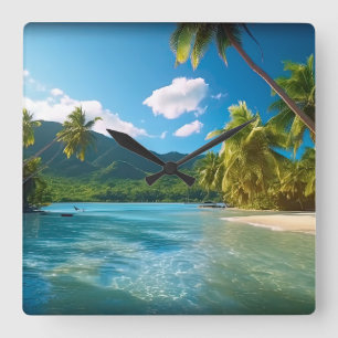 Costa Rica Island Paradise  Square Wall Clock