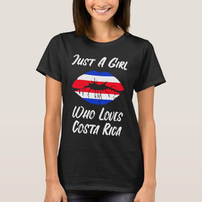 Costa Rica Lips Mouth Love Flag T-Shirt (Front)