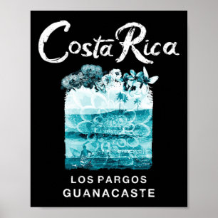 Costa Rica Los Pargos Surfing Vintage Poster
