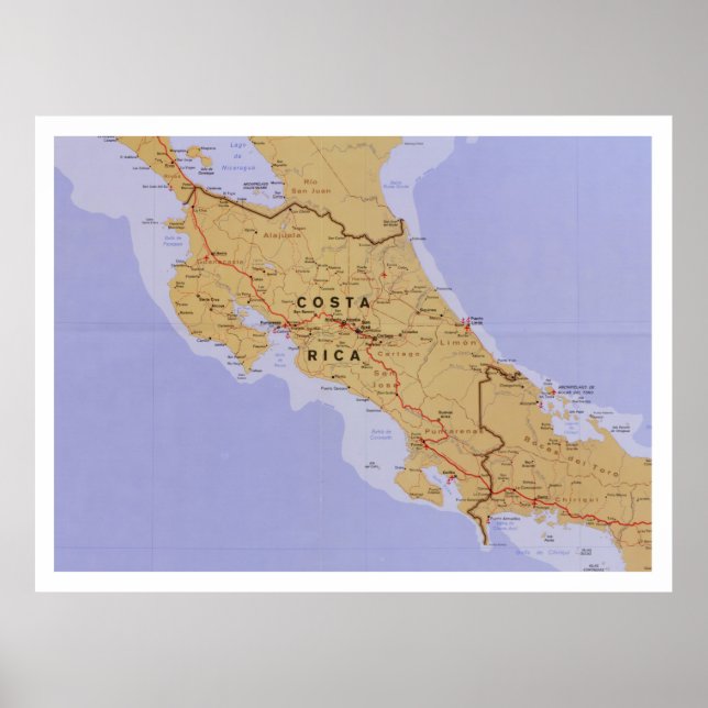 Costa Rica Map (1990) Latin America Country Atlas Poster (Front)
