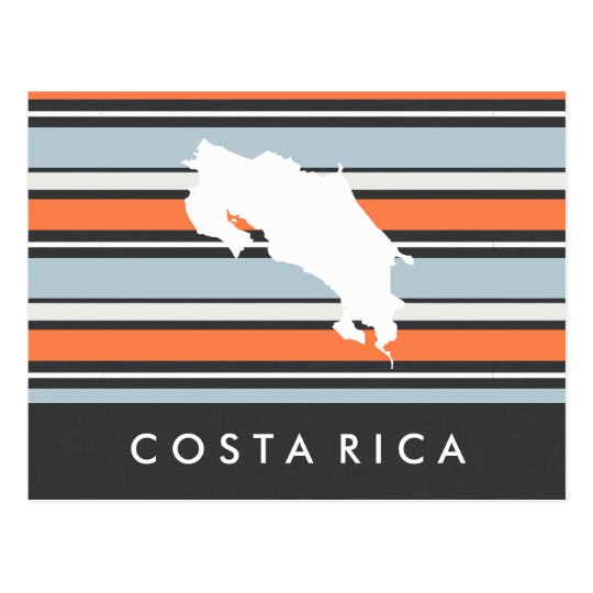 Costa Rica Map: Modern Stripes Postcard