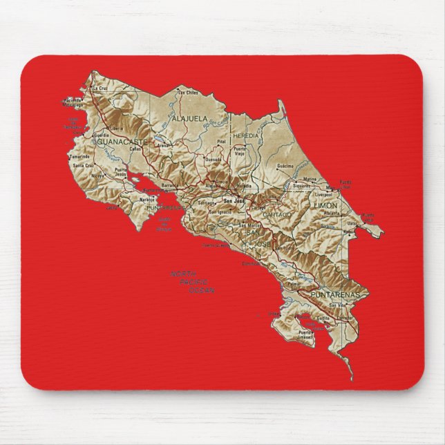 Costa Rica Map Mousepad (Front)
