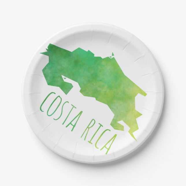 Costa Rica Map Paper Plate (Front)