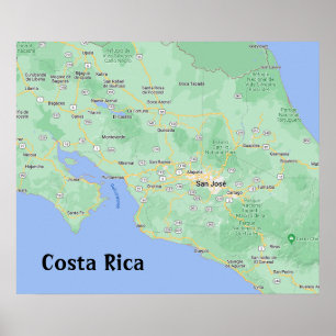 Costa Rica Map Poster Print