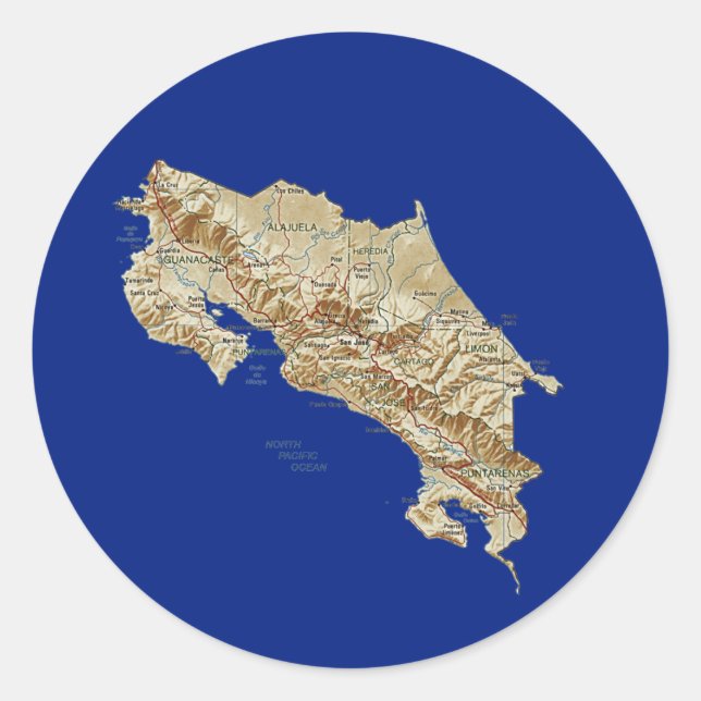 Costa Rica Map Sticker (Front)