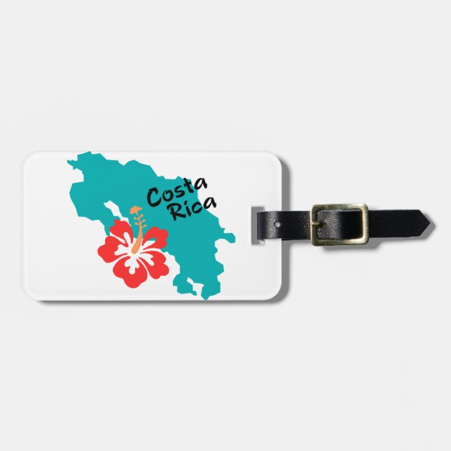 Costa Rica map with hibiscus Luggage Tag (Front Horizontal)