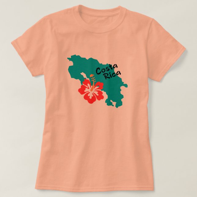 Costa Rica map with hibiscus T-Shirt (Design Front)