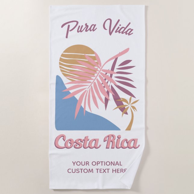 Costa Rica Motto Pura Vida Beach Towel (Front)