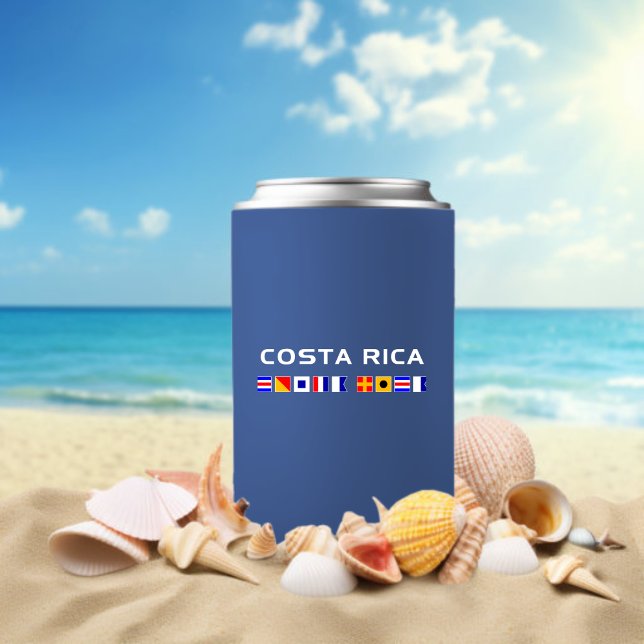 Costa Rica Nautical Maritime Sailing Flags Dark Can Cooler (Creator Uploaded)